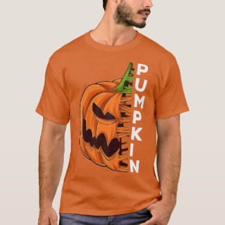 Pumpkin Lazy Halloween Costume Scary Creepy Jack O T-Shirt