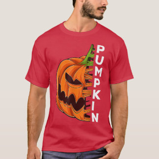Pumpkin Lazy Halloween Costume Scary Creepy Jack O T-Shirt