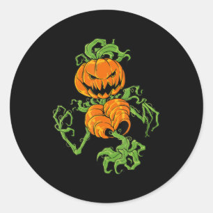 Pumpkin Lazy Halloween Costume Scary Spooky Jack O Classic Round Sticker