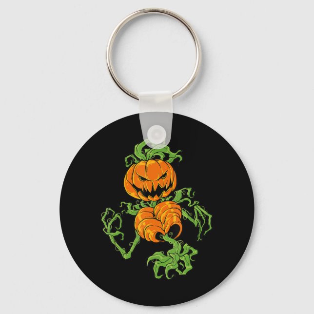 Pumpkin Lazy Halloween Costume Scary Spooky Jack O Key Ring (Front)
