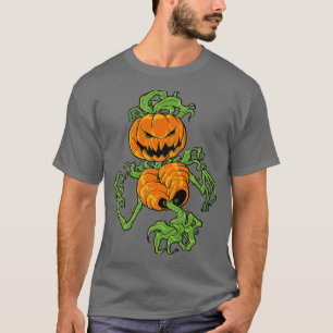 Pumpkin Lazy Halloween Costume Scary Spooky Jack O T-Shirt