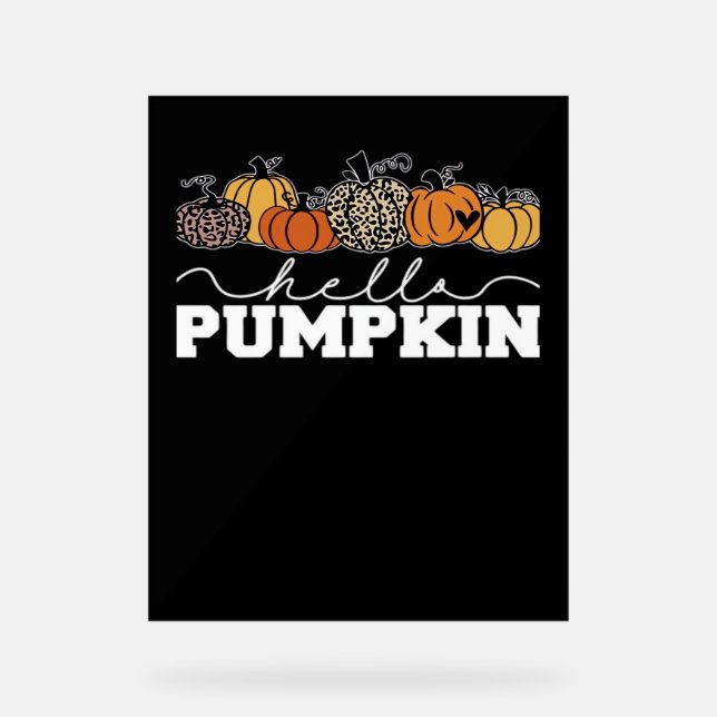 Pumpkin Leopard Fall Women Cute Autumn Season Than Acrylic Sign (Front)
