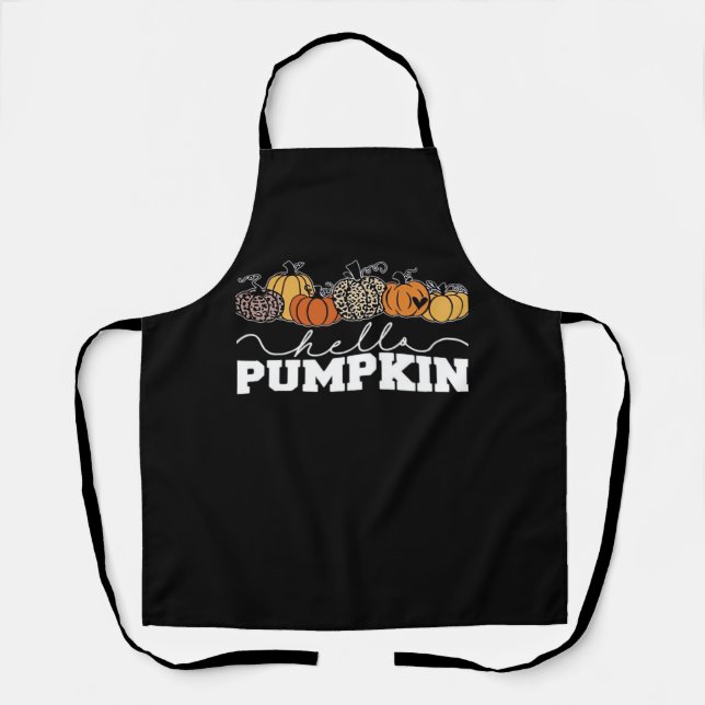 Pumpkin Leopard Fall Women Cute Autumn Season Than Apron (Front)