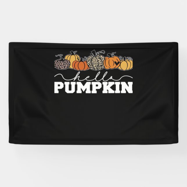 Pumpkin Leopard Fall Women Cute Autumn Season Than Banner (Horizontal)