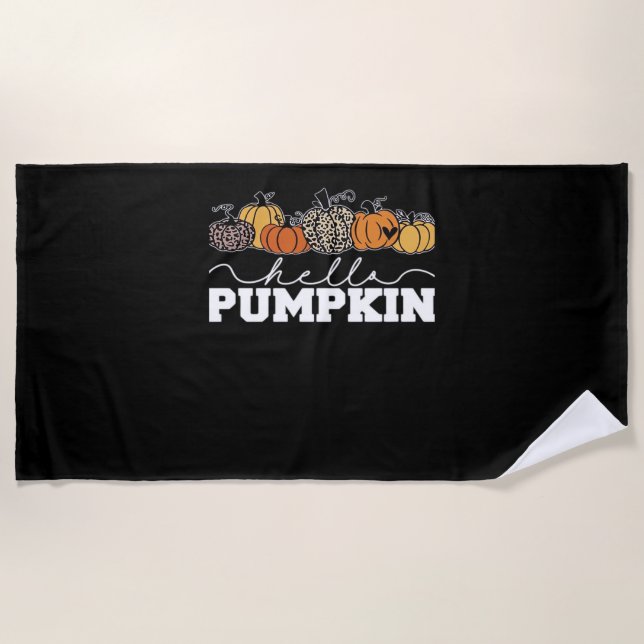 Pumpkin Leopard Fall Women Cute Autumn Season Than Beach Towel (Front)