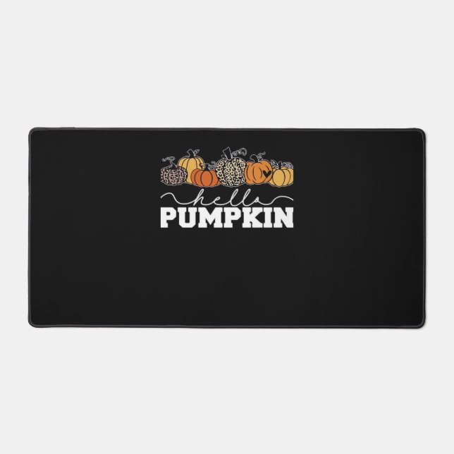 Pumpkin Leopard Fall Women Cute Autumn Season Than Desk Mat (Front)
