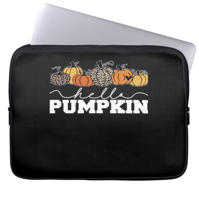 Pumpkin Leopard Fall Women Cute Autumn Season Than Laptop Sleeve (Front)