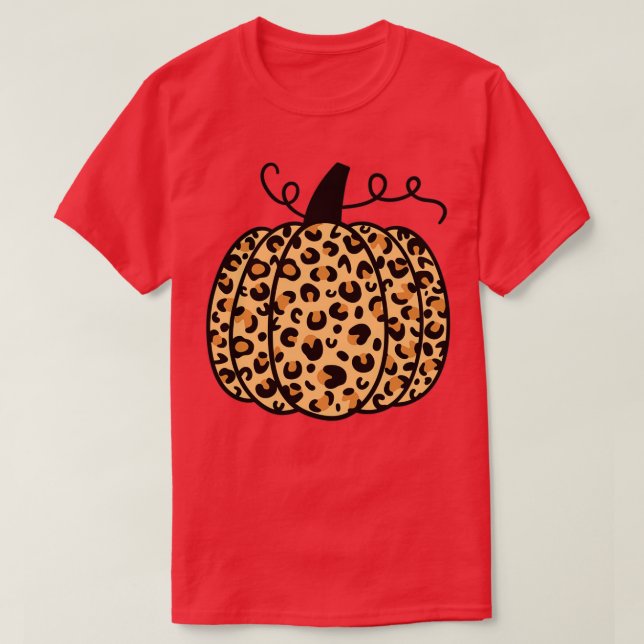 Pumpkin leopard happy halloween T-Shirt (Design Front)