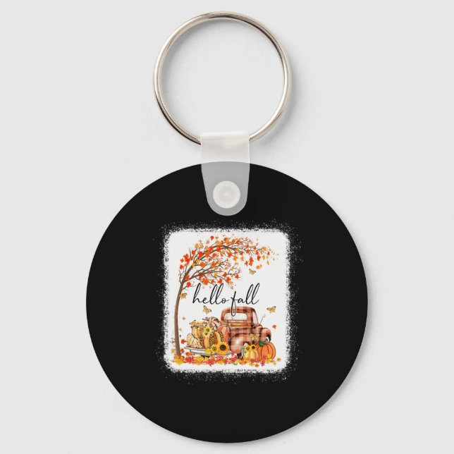 Pumpkin Leopard Hello Fall Happy Fall Y'all Fall S Key Ring (Front)