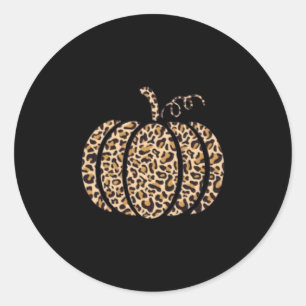 Pumpkin Leopard Print Cheetah Fall Graphic Thanksg Classic Round Sticker