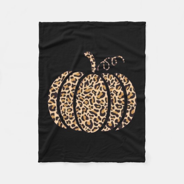 Pumpkin Leopard Print Cheetah Fall Graphic Thanksg Fleece Blanket (Front)