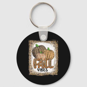 Pumpkin Leopard Print Fall Vibes thanksgiving girl Key Ring