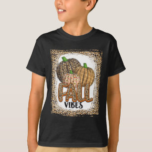 Pumpkin Leopard Print Fall Vibes thanksgiving girl T-Shirt
