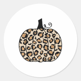 Pumpkin Leopard Print Thanksgiving Fall For Women Classic Round Sticker