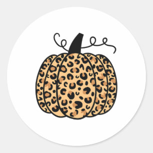 Pumpkin Leopard Print Thanksgiving Fall Pumpkin Au Classic Round Sticker