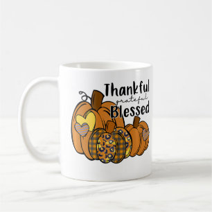 Pumpkin Leopard Thankful Grateful Blessed Thanksgi Coffee Mug