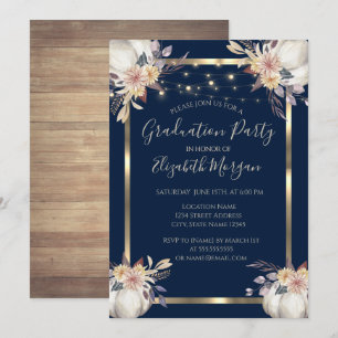 Pumpkin,Lights, Wood, Frame Graduation Party Invitation