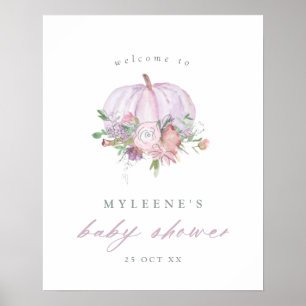 Pumpkin Lilac & Grey Baby Shower Welcome Poster