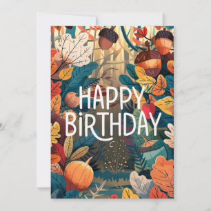 Pumpkin Little Cosy Autumn Fall Happy Birthday Card