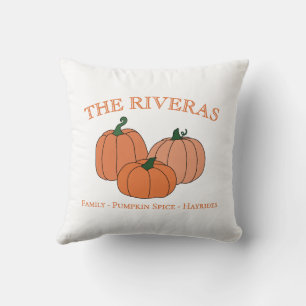 Pumpkin Logo Family Name Autumn Home Decor Cushion
