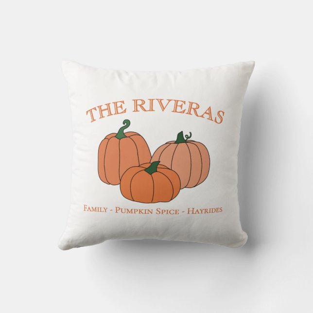 Pumpkin Logo Family Name Autumn Home Decor Cushion (Back)