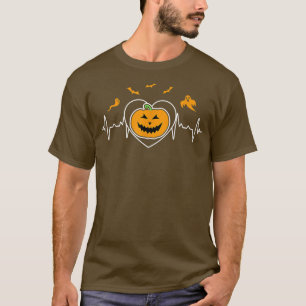 Pumpkin Love Heartbeat Jack O Lantern Face Cute Ha T-Shirt