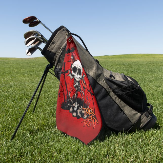 Pumpkin Magic and Bone Fun.  Golf Towel (Green)