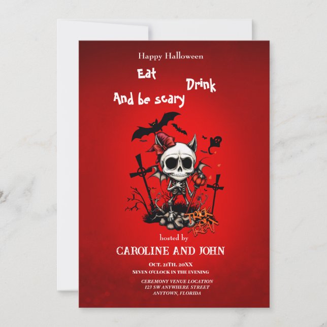 Pumpkin Magic and Bone Fun.  Invitation (Front)