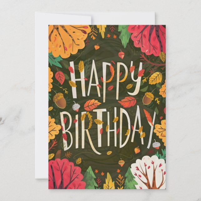 Pumpkin Magical Wish Autumn Fall Happy Birthday Card (Front)