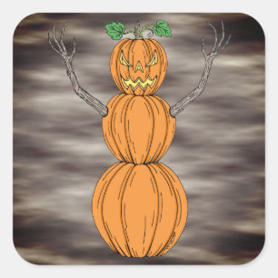 Pumpkin Man Halloween Art Square Sticker