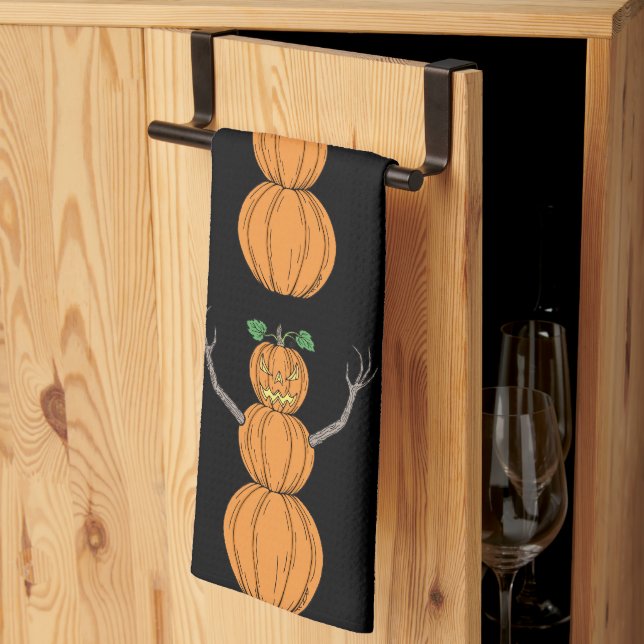 Pumpkin Man Halloween Art Tea Towel (Thirds Fold)
