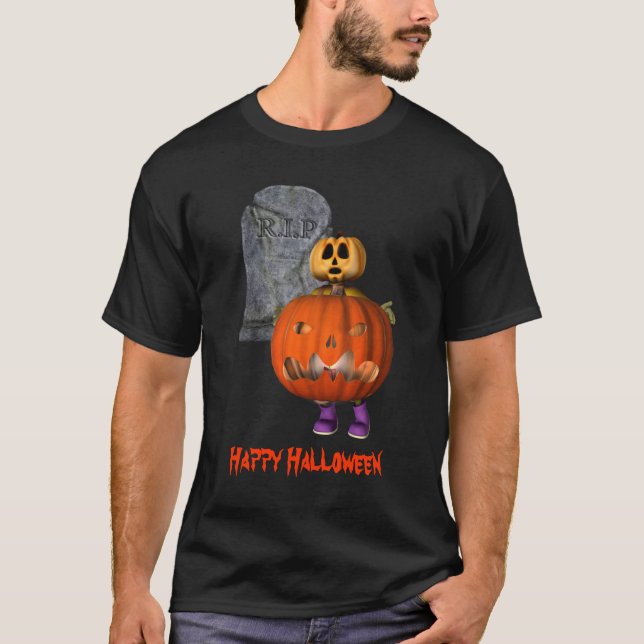 Pumpkin Man Tombstone Halloween Funny  T-Shirt (Front)