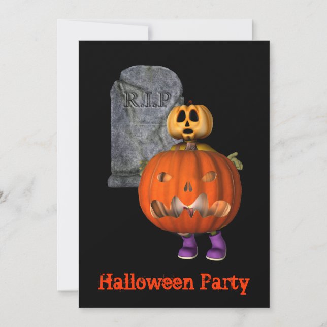 Pumpkin Man Tombstone Halloween Party Invitation (Front)