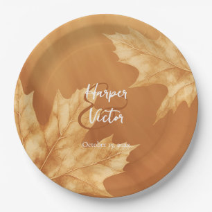 pumpkin maple leaves accent fall wedding napkins paper plate
