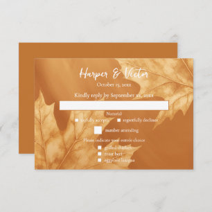 pumpkin maple leaves accent QR code RSVP Card