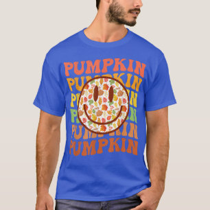 Pumpkin Maple Leaves Flower Autumn Fall Retro Groo T-Shirt