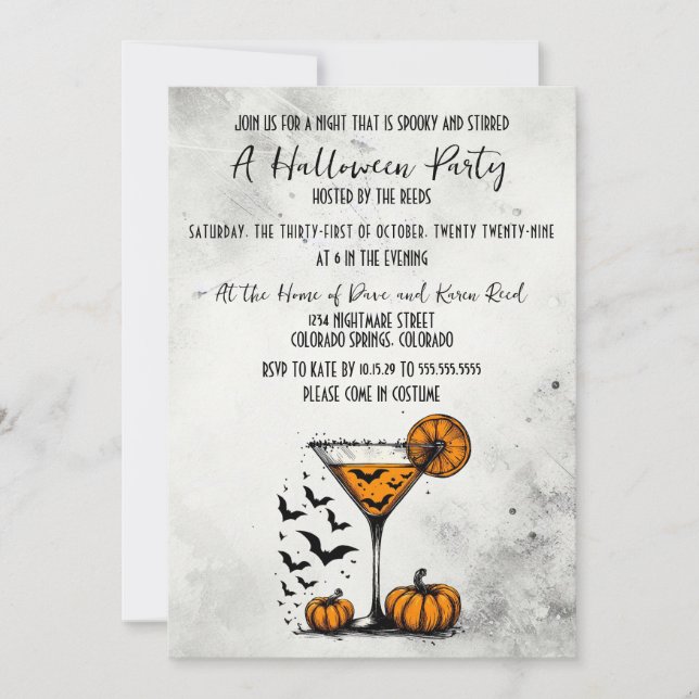 Pumpkin Martini Halloween Party Invitation (Front)