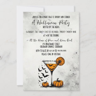 Pumpkin Martini Halloween Party Invitation
