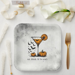 Pumpkin Martini Paper Plate