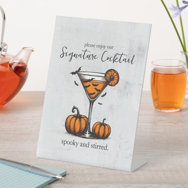 Pumpkin Martini Signature Drink Pedestal Sign (In SItu)