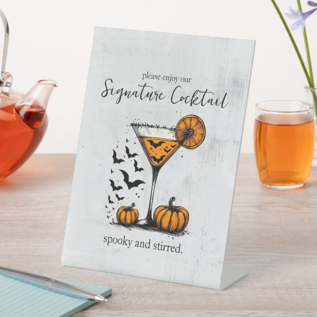 Pumpkin Martini Signature Drink Pedestal Sign (In SItu)