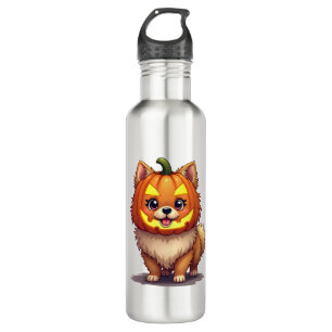 Pumpkin Mask Pomeranian Dog 710 Ml Water Bottle