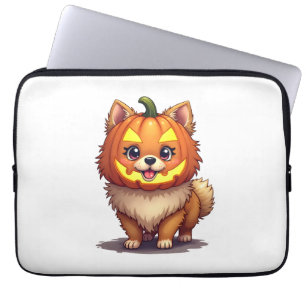 Pumpkin Mask Pomeranian Dog Laptop Sleeve