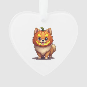 Pumpkin Mask Pomeranian Dog Ornament