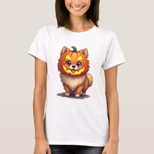 Pumpkin Mask Pomeranian Dog T-Shirt