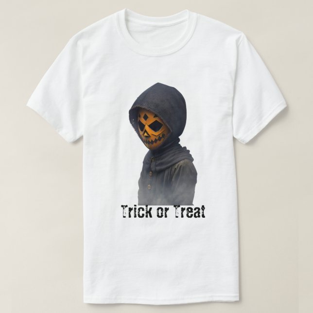 Pumpkin Mask Trick or Treat T-Shirt (Design Front)