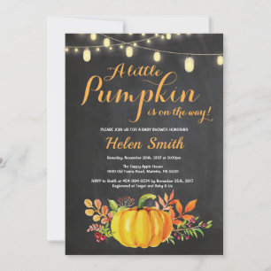 Pumpkin Mason Jar String Lights Baby Shower Invitation