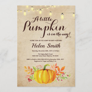 Pumpkin Mason Jar String Lights Vintag Baby Shower Invitation