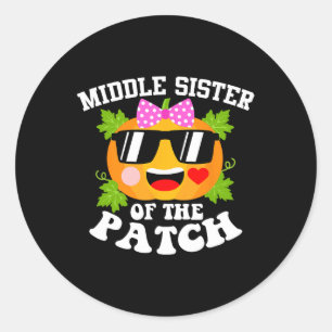 Pumpkin Middle Sister Of The Patch Funny Hallowee Classic Round Sticker