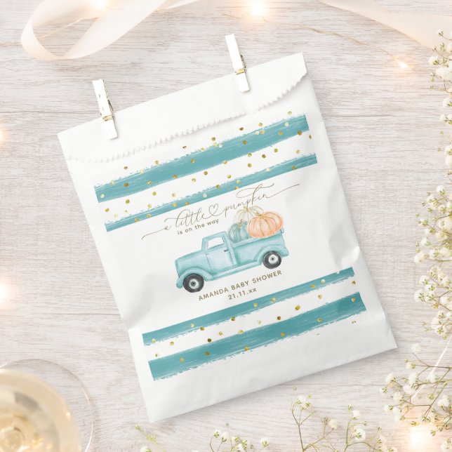 Pumpkin Minimalist Modern Fall Baby Boy Shower Favour Bags (Clipped)